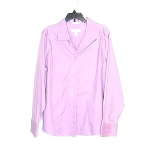 Chico's Lilac No Iron Button Down Front Shirt | Size 1 = Medium or 8